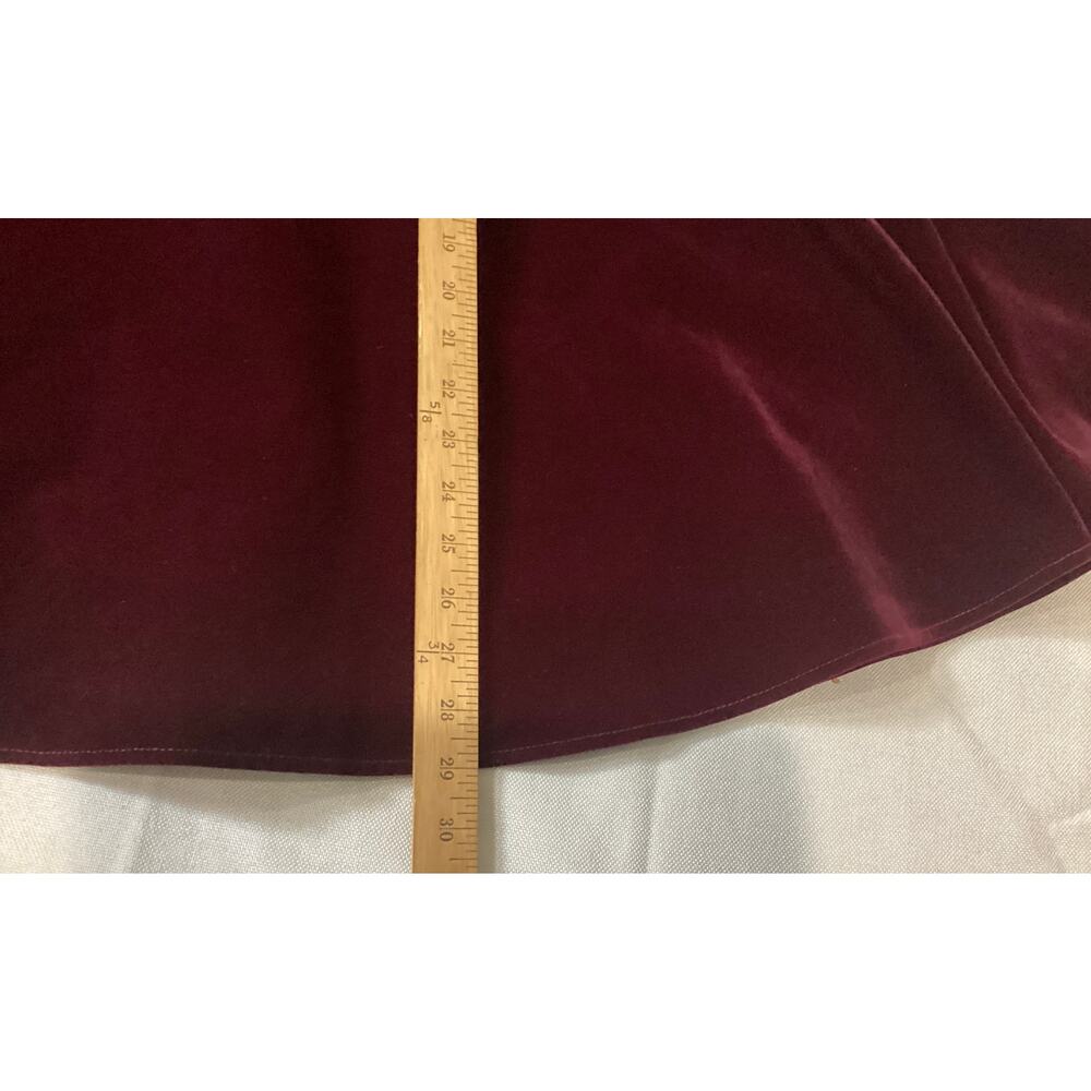 ModCloth collectif  velvet swing skirt/A-Line belted midi skirt size S burgundy - Picture 8 of 9